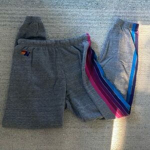 Aviator Nation Grey Sweatpants 5 Stripe Medium (size 6-8)